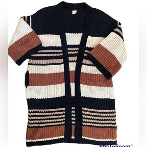 Neutral Long Sweater with Pockets